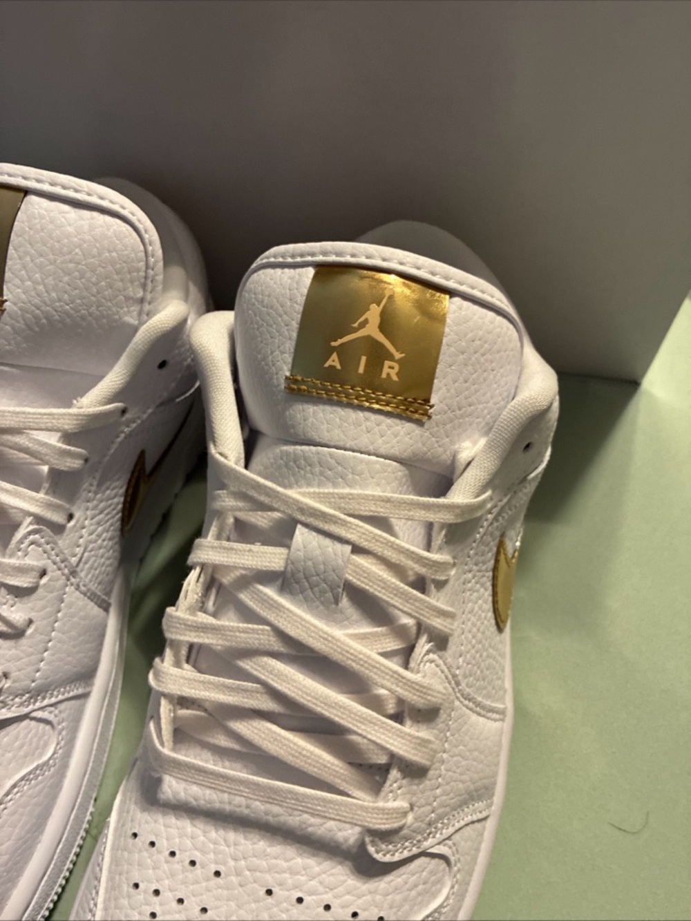 Air Jordan  1 low ladies metallic gold sneaker size 9.5 - Picture 3 of 11